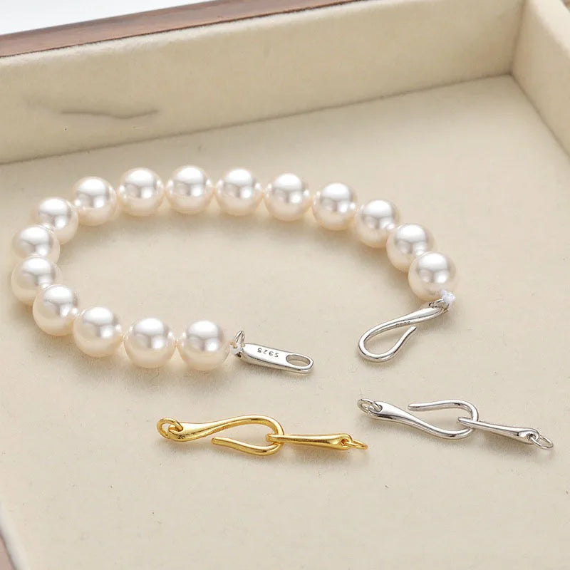 Minimalism 925 Sterling Silver Polished S Shape Connection Clasp for Jewelry Making Accessories Supplies