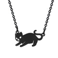 Cute Jewelry Necklace Black Plated Stainless Steel Animal Cat Pendant Necklace