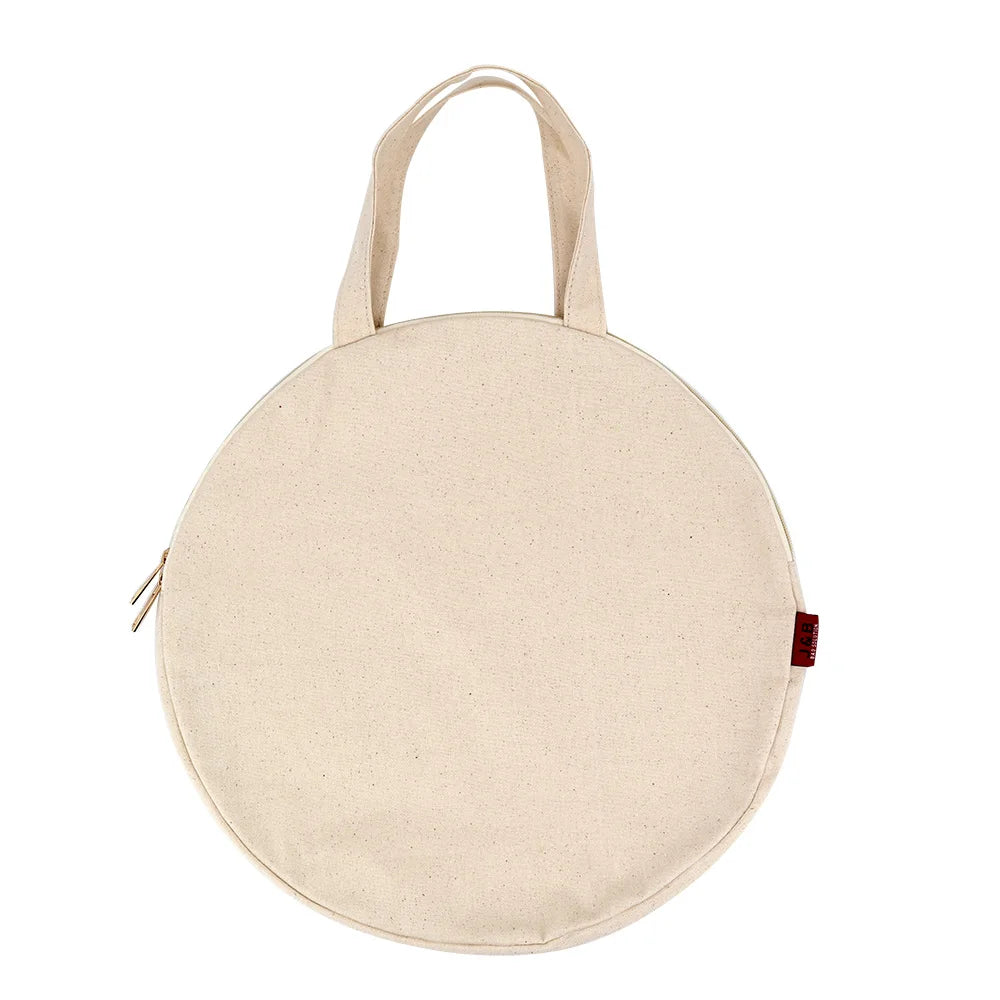 Designed Plain Canvas Tote Bag for Makeup Round Cotton Tote Bag with Zip Recycled Shopping Bag with Private Label