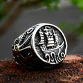 waterproof Hot selling octopus pirate ship titanium steel jewelry ring stainless steel retro