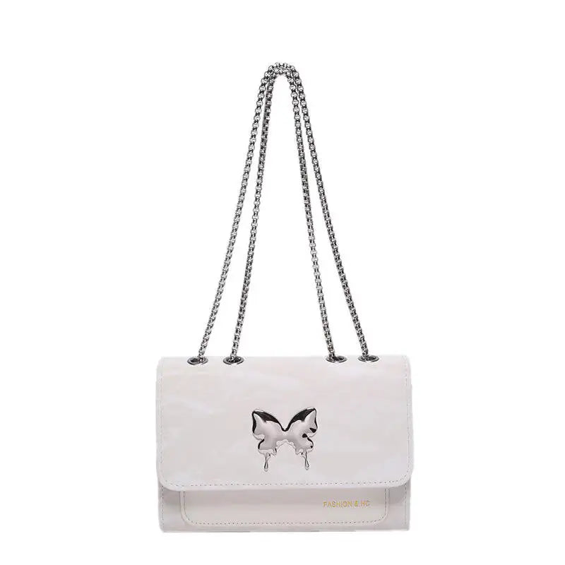 Trendy Women's Crossbody Small Square Bag Sleek Chains Urban Style Dual RFID Portable Commuting Shoulder Bag