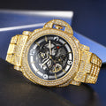 2025 New Style Hip Hop Luxury Jewelry  18k Gold Plated Big Dial Full Iced Out Zircon Diamond Mechanical Watch for Men