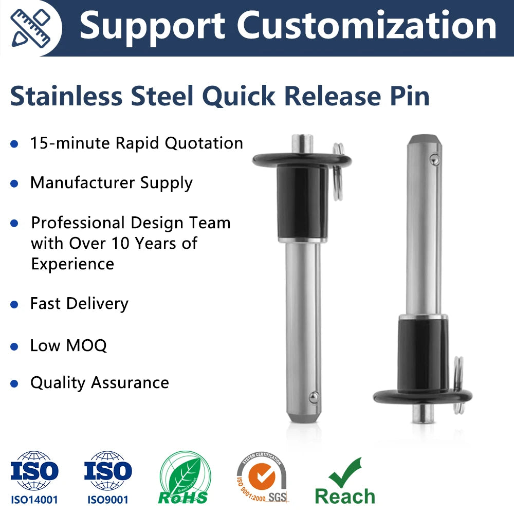 Factory Direct Sale Stainless Steel Quick Release Pin with Spring Mount Lanyard Wire Array Ball Lock Premium Product Pins