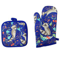 Custom Print Eco-Friendly Heat Resistant Microwave Safe Polyester Kitchen Grill Textile Set Apron Oven Glove Oven Mitt Pot