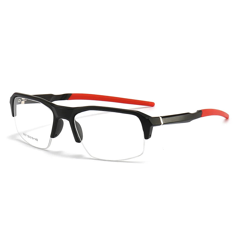 Men's Half Frame TR90 Optical Sport Glasses Blue Light Blocking Rectangle Lenses Spring Hinge Comfortable Flexible Eyewear