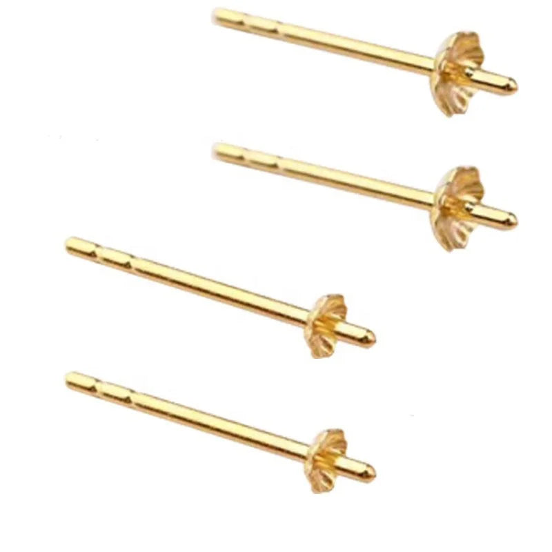 Wholesale Au750 Pure Gold Solid 18K Real Gold Earring Stick for Pearls