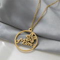 Collana Della Mamma Stainless Steel Vintage Flower Mama Pendants Exquisite Choker Mom Necklace for Mother Gifts