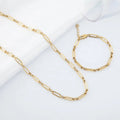 Fashion Trend Geometric Chain Stainless Steel Gold Plated Rectangle Women Sublimation Necklace Luxury Bracelet Jewelry Set