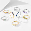 Fashion Jewelry 925 Sterling Silver Rings for Women 18K Gold Plated Multicolored Zircon Minimalist Versatile 925 Silver Rings