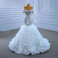 Jancember Rsm67365 High Quality Luxury Elegant Off-The-Shoulder White Mermaid Wedding Dress