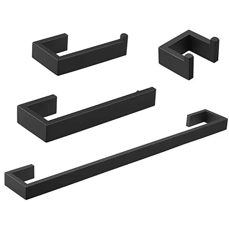 Towel Rack Black 304 Stainless Steel Heater Coat Hook Towel Bar Bathroom Toilet Paper Rack Shelf Towel Hanger