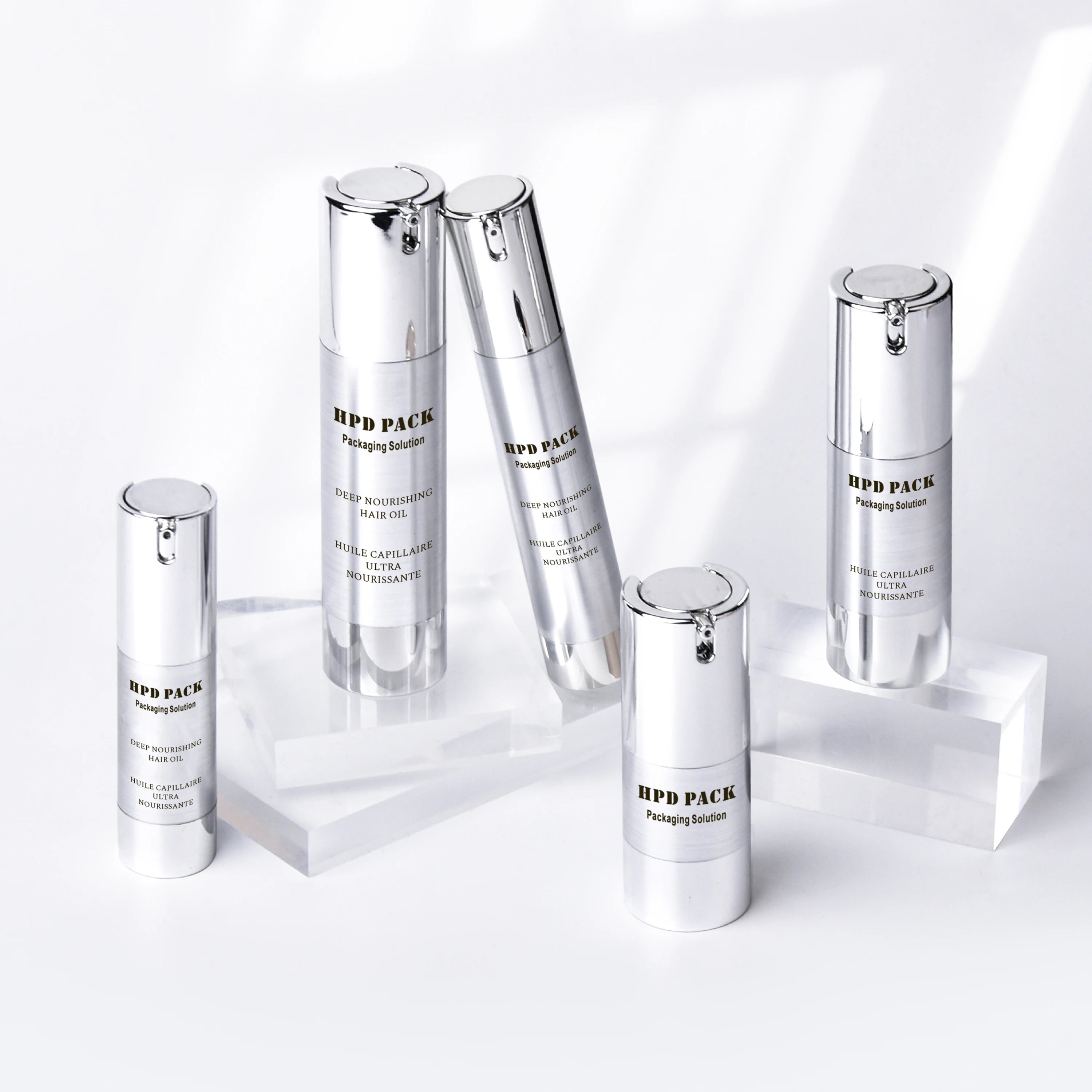 Recyclable Airless Spray Pump Bottle Gold Silver Electroplated PP Material Empty Skin Care Packaging Body Lotion Perfume Sale