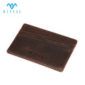 Factory Custom Crazy Horse Logo Pattern Premium Quality Genuine Leather Card Holder Simple Luxury RFID Feature Credit Card Case
