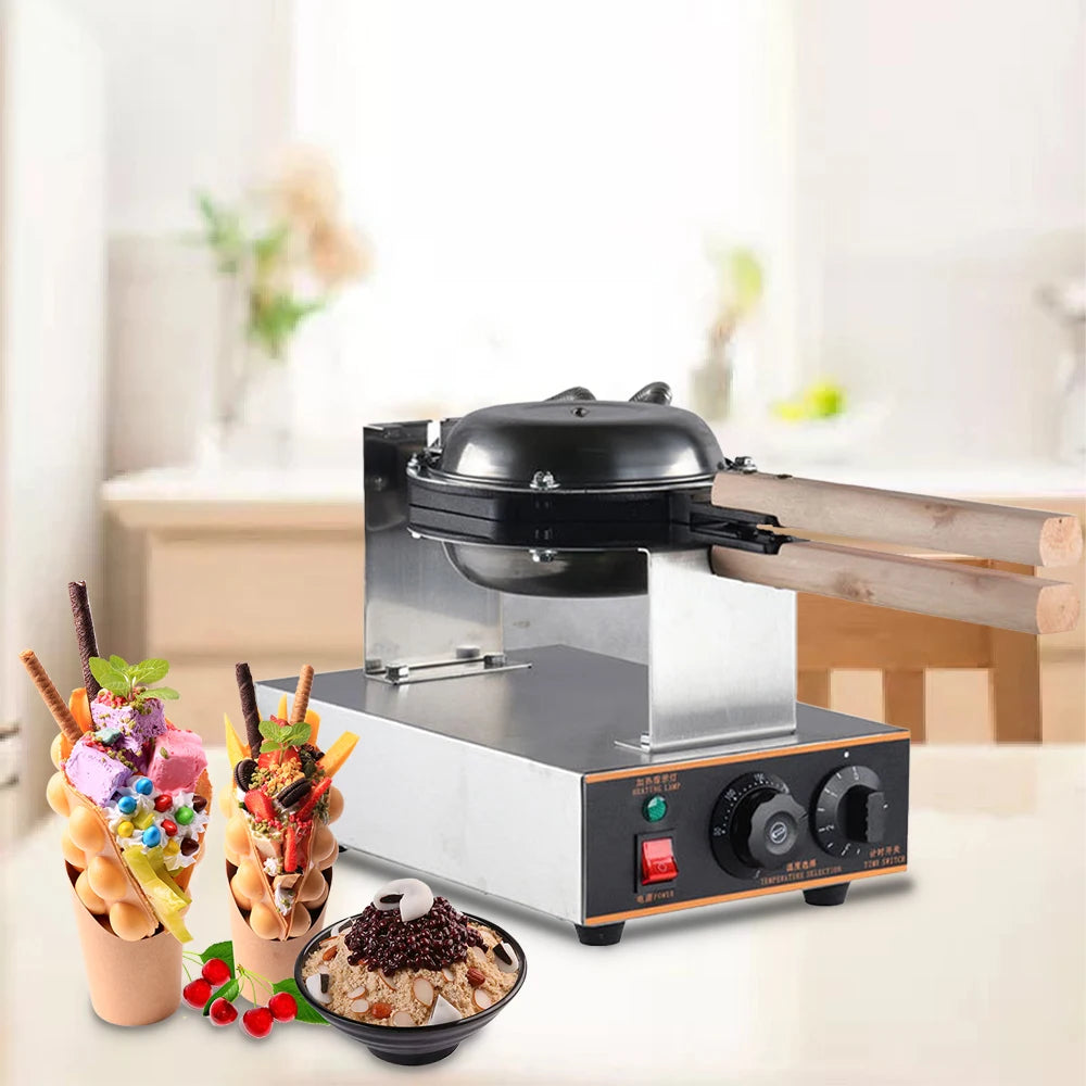 110V 220V Commercial Electric Bubble Waffle Making Machine Hong Kong Belgian Egg Waffle Maker Non-Stick Coating Plates