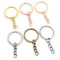 20pcs Key Ring Key Chain 6 Colors Bronze Gold Rhodium Plated 50mm Long Round Split Keychain Keyrings Wholesale