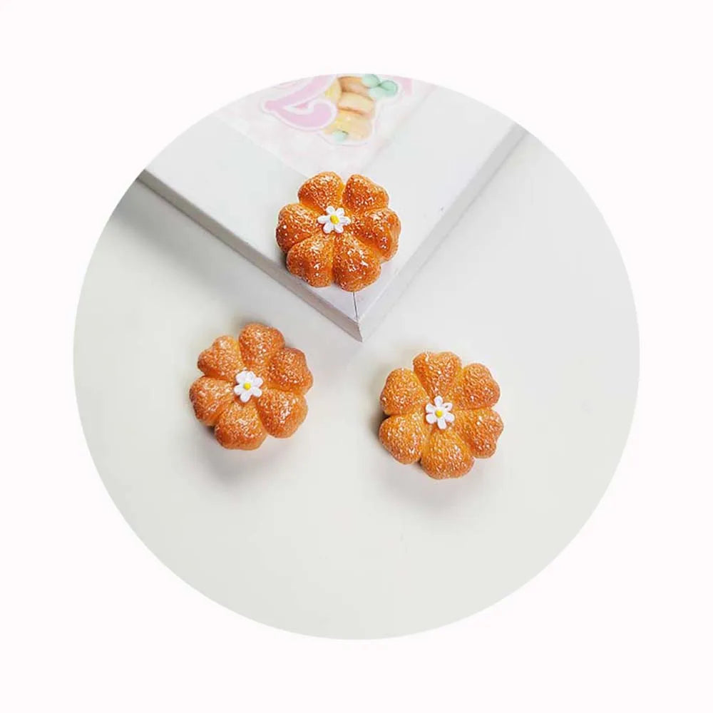 Bread Miniature Resin Dollhouse Food Cookies Biscuit Figurines Slime Filling Beads for Jewelry Making