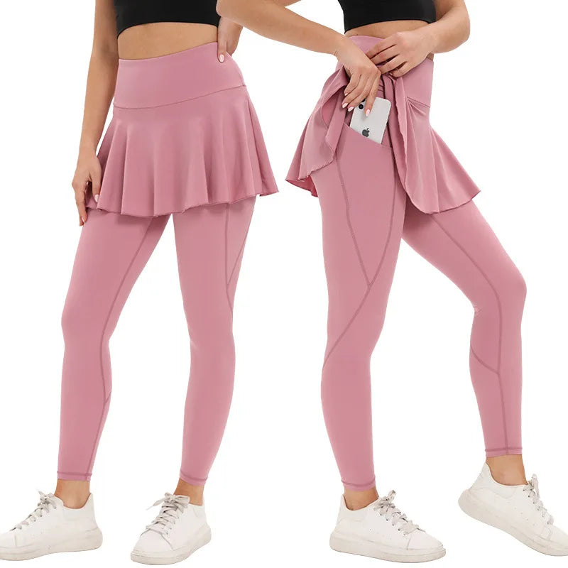 High Waist Hip Lift Yoga Culottes Women's Quick Dry Exercise Dance Running Bodybuilding Fitness Culottes Side Pockets