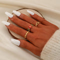 Beimai OEM Adjustable Stainless Steel Ring Set Classic Gold Plated Oil Dripping Flower Heart Opening Colorful Ring Set