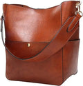 Boshiho Women's Designer Work Shoulder Bags PU Leather Medium Satchel Hobo Purse Bucket Tote Handbag Elegant Tote Purse Women