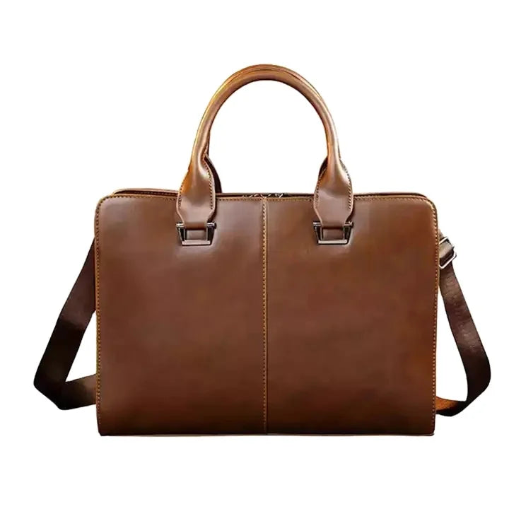 Best Old Retro 15.6 Shoulder Men Brown Crazy Horse Leather Laptop Bag Custom