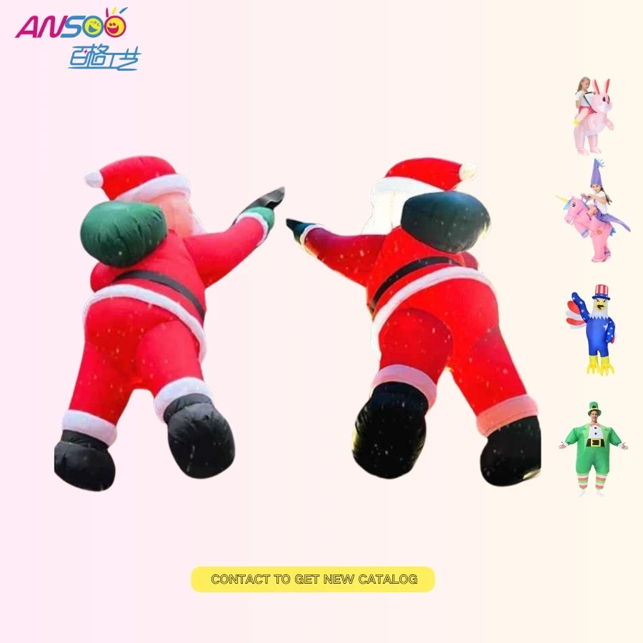 2026 Custom Inflatable Glowing Holiday Decoration Giant Wall Climbing Santa Christmas Inflatable Model
