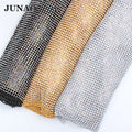 JUNAO Wholesale 45*120cm Glitter Sewing Gold Trim AB Crystal Fabric Glass Rhinestone Mesh for Dress DIY Crafts