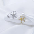 R603 7-8mm Natural Freshwater Pearl Ring Accessory 925 Sterling Silver Adjustable Size Engagement Jewelry Ring for Women