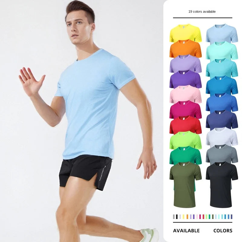 Custom Quick Dry Crew Neck T-shirt Men's Outdoor Sports and Leisure T Shirt Top Breathable Loose Fitness Training Clothes