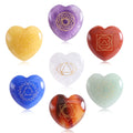 Polished Heart Shaped Plate Engraving Reiki Symbol Yoga Energy 7 Chakra Stones Sets Healing Crystal With Engraved Chakra Symbols