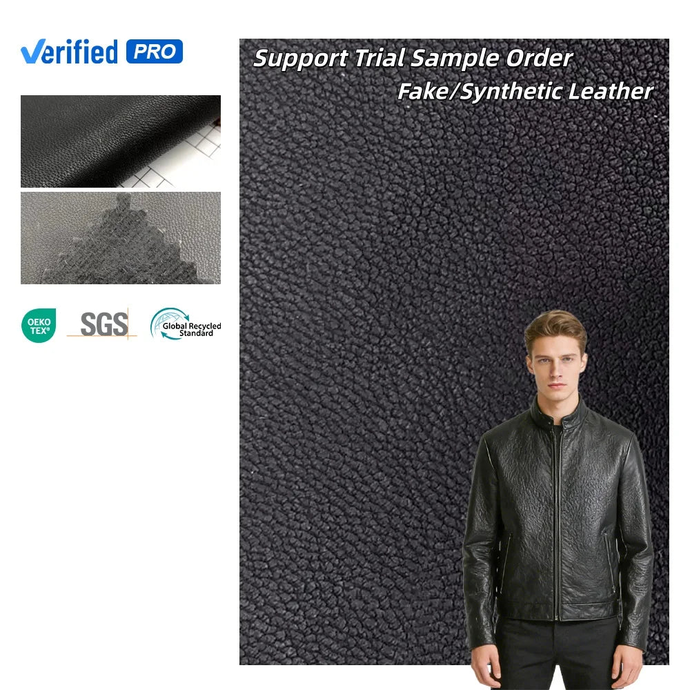 Ready to Ship Black Waterproof Faux Soft Leather for Clothing PU Fabric for Jackets Gloves Dresses
