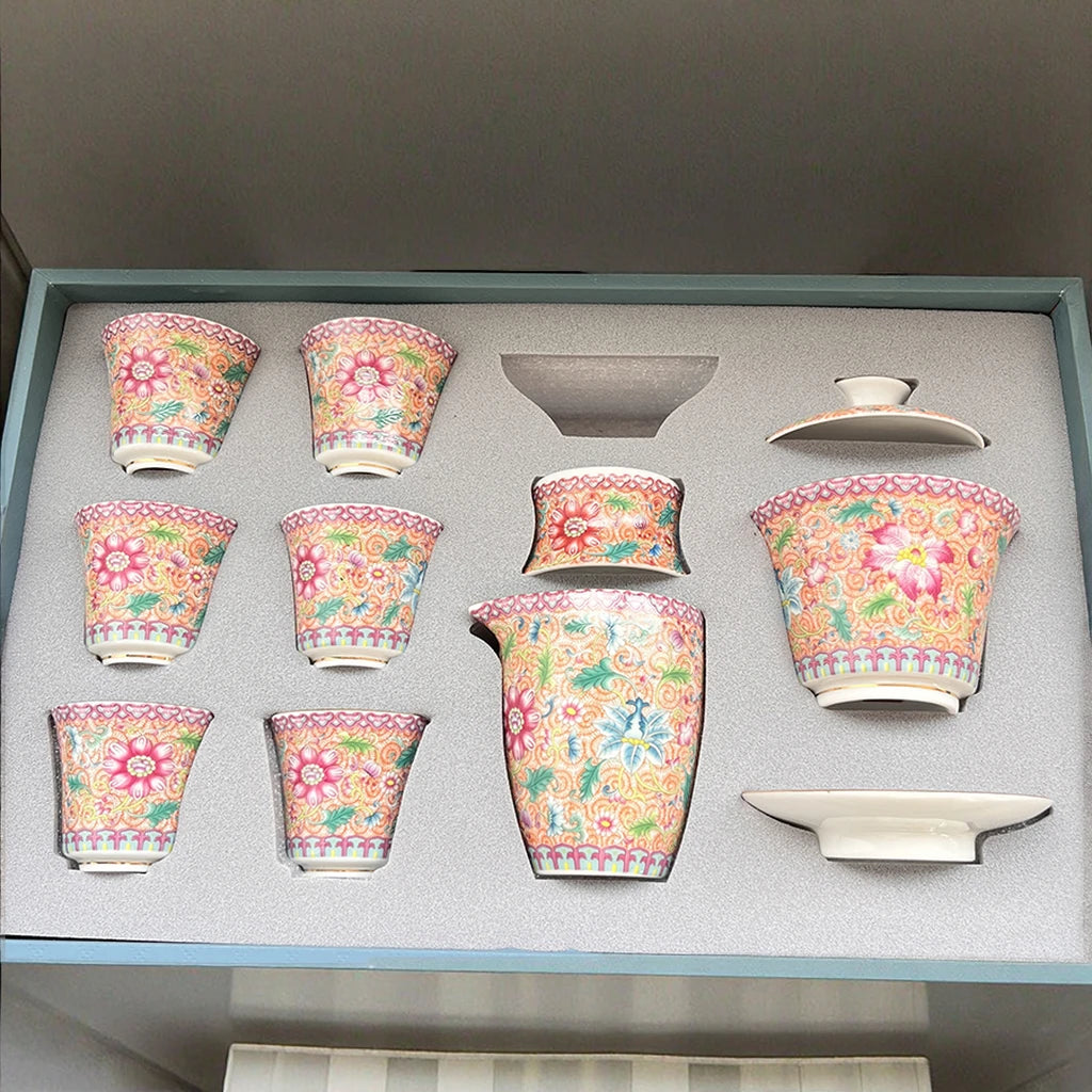 Chinese Style Ceramic Teapot with Cup Sets Afternoon Tea Coffee Cup Set for Restaurant Teaware