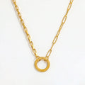 High End 18k Gold Plated Circle Pendant Necklace Choker Necklace Stainless Steel Jewelry