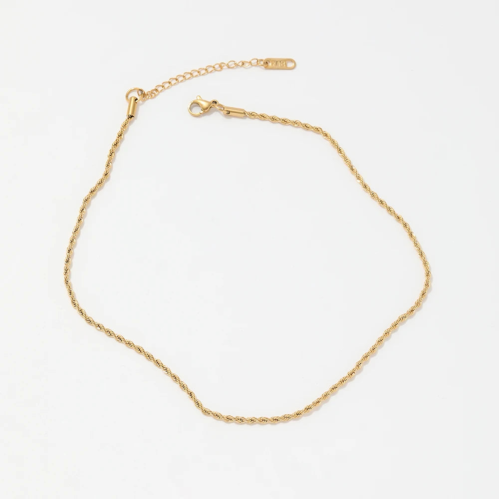 Joolim Jewelry Wholesale 18k PVD  Gold Plated Rope Chain Stainless Steel Choker Necklaces