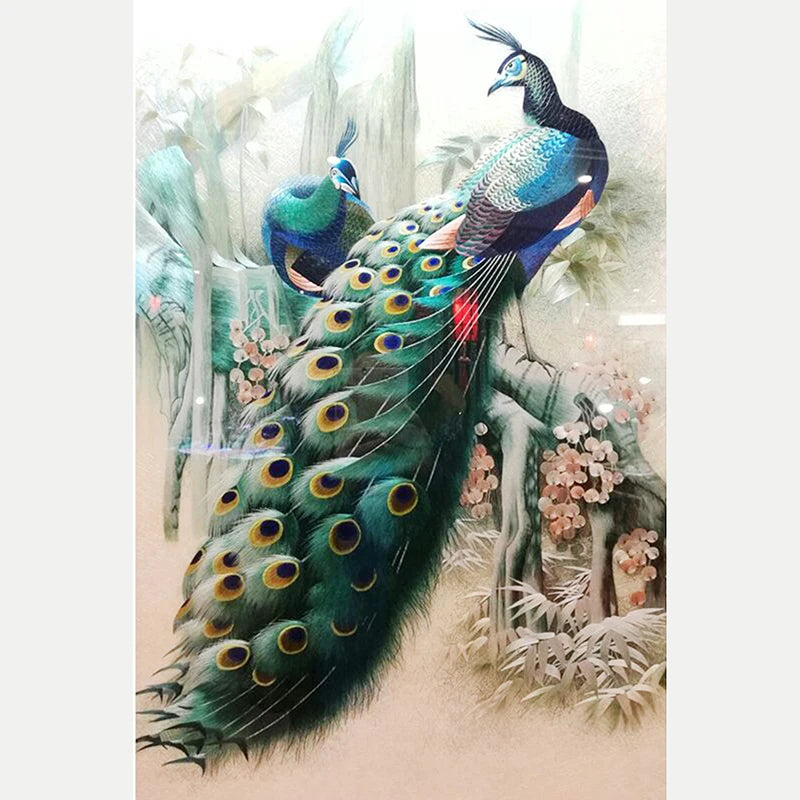 30*40cm Diy 5d Diamond Painting Crystal Two Peacock Cross Stitch Wall Decorative Diamond Embroidery Square Rhinestone Painting