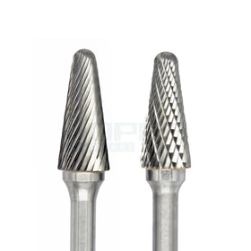 Type L Ball Nose Cone Rotary File Tungsten Carbide Burr with Single Double Cut Tooth 2.35 3 6mm Shank Grinding Machining Tools