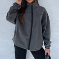 Custom OEM Factory Embroidery Fleece Warm Sweatshirt Winter Workout Full Zip up Fleece Sports Hoodie Jackets for Women