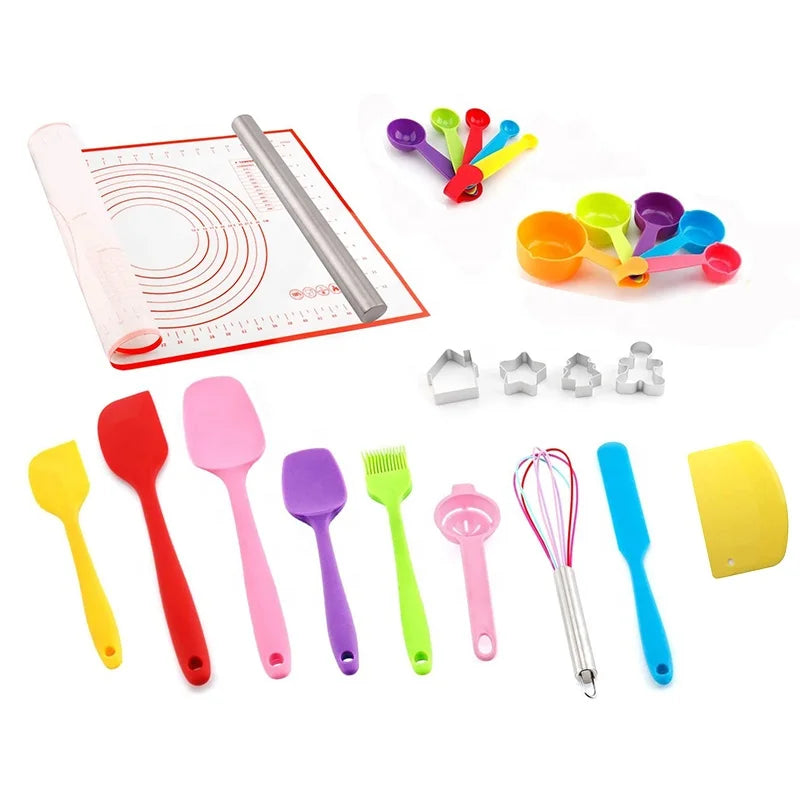 Wellfine BPA Free Kitchen Gadget Set Mini Silicone Cooking Tools Utensils Accessories for Children Kids