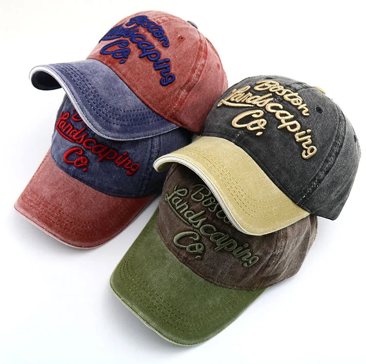 100 % Cotton Washed Sports Caps Mixed Color Cotton Fabric 3D Embroidery Baseball Cap