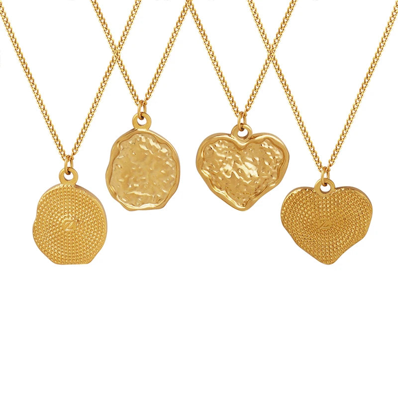Personality Irregular Heart Double Sided Necklace Pendant Necklace Girl