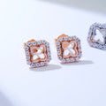 Wholesale square Clover Rhodium Rose Gold Plated Needle Stud 925 Silver Simple Bulk 14k Gold Zircon Earrings