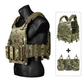 IDOGEAR Combat Training Camo Quick Release Tactical Vest Molle Modular Vest Paintball Plate Carrier with Mag Pouch
