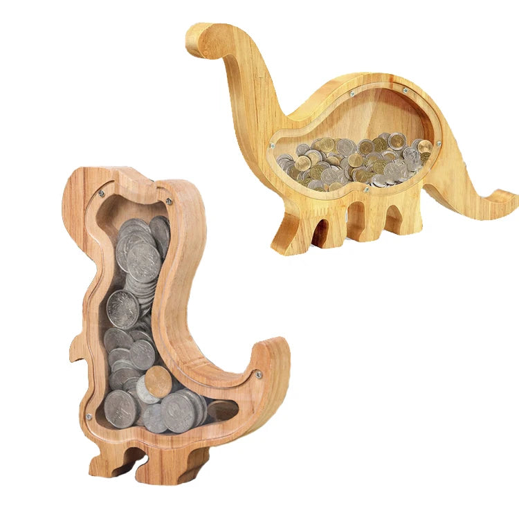 Hot Sale Wooden Coin Money Bank Animals Shaped Money Saving Boxes Customized Wooden Piggy Bank