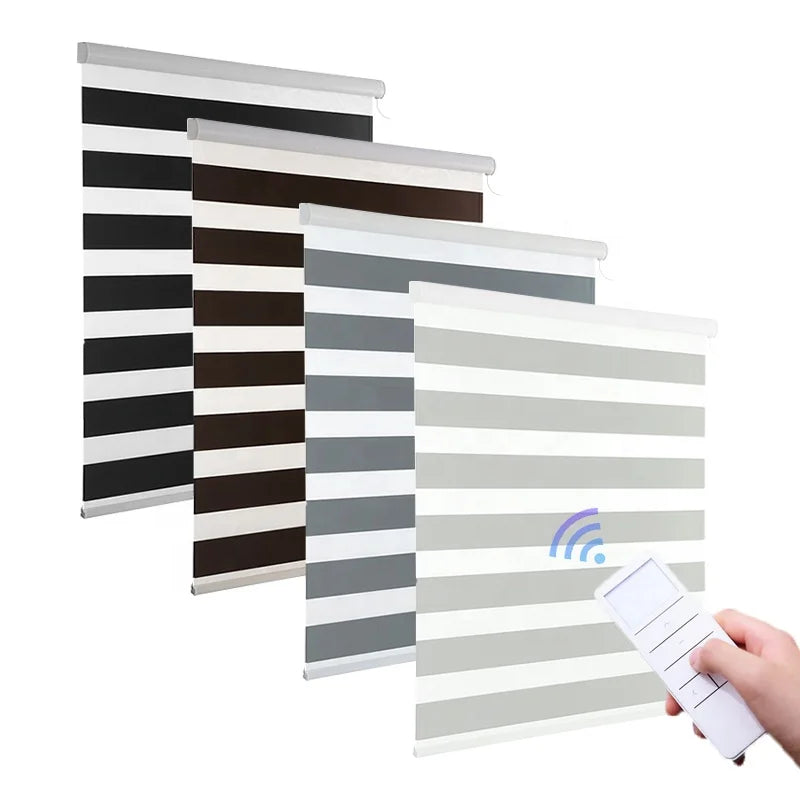 Popular Zebra Fabric Double Layer Smart Google WiFi APP Control zebra Roller Blinds