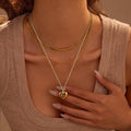 Latest Heart Pendant Multi Layer Chain Necklace Gold Plated Stainless Steel Necklace Fashion Jewelry for Daily Wear