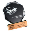 High Quality Custom Blank Crystal Award Glass Trophy Unique Engraved Design Wooden Base Company Prizes for Anniversary Souvenirs