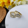 Dainty Hawaii Design Wedding Rings 14K Gold Plated Brass Floral Boho Band Plumeria Flower Scroll Rings for Men