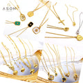 Ason Personality Fashion Stainless Steel Jewelry Wholesale Bulk 18k Gold Plated Pendant Steel Clavicle Chain Necklace for Women
