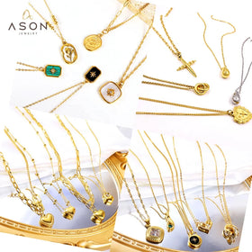 Ason Personality Fashion Stainless Steel Jewelry Wholesale Bulk 18k Gold Plated Pendant Steel Clavicle Chain Necklace for Women