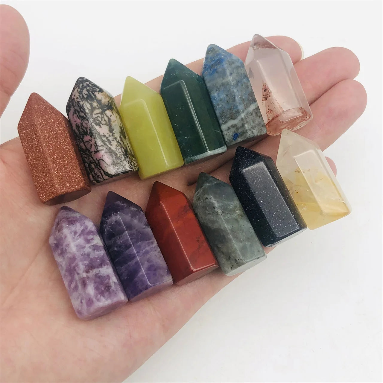 Mini Size Mixed Material Crystal Tower Exquisite Red Fire Quartz Lapis Lazuli Crystal Tower for Decoration