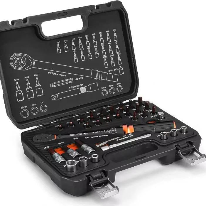 Torque Wrench 1/4-Inch 32PCS Dual-Scales 1/4 Torque Wrench for MTB Bicycle Maintenance